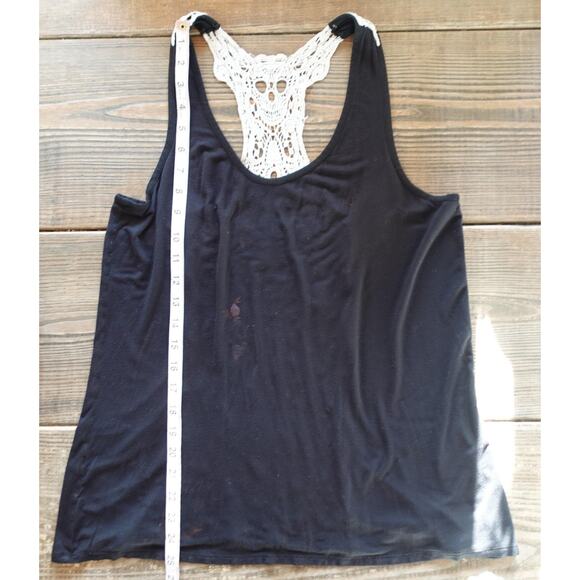 Midnight Hour Tank Top Medium Black Lace Skull Crochet Goth Dark Fairy Grunge - Picture 6 of 10